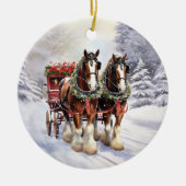 Clydesdale Paarden op Keramisch Kerstornament Keramisch Ornament (Voorkant)