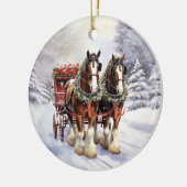 Clydesdale Paarden op Keramisch Kerstornament Keramisch Ornament (Links)