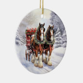 Clydesdale Paarden op Keramisch Kerstornament Ornament (Rechts)