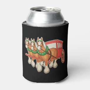 Clydesdale Paarden Wagen Krans Kerstmis Kerst Blikjeskoeler