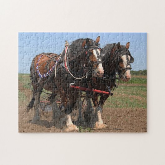 Clydesdale Ploegpaarden. Legpuzzel (Horizontaal)
