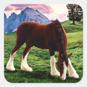 Clydesdale Sunset Vierkante Sticker (Voorkant)