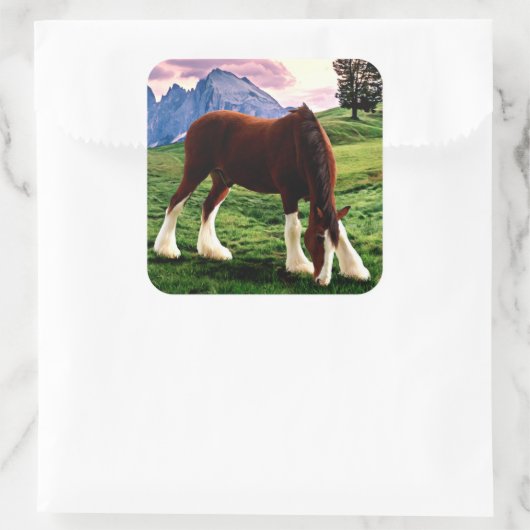 Clydesdale Sunset Vierkante Sticker (Tas)