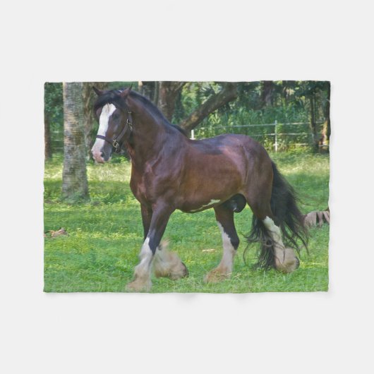Clydesdalepaard Fleece Deken (Voorkant (Horizontaal))