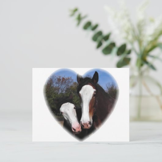 Clydesdales in het hart briefkaart (Staand voorkant)