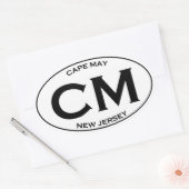CM - Cape May New Jersey Oval Logo Ovale Sticker (Envelop)
