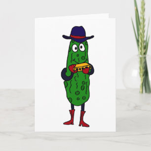 CM- Funny Pickle Palling Harmonica Cartoon Kaart