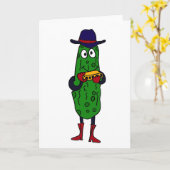 CM- Funny Pickle Spelen Harmonica Cartoon Kaart (Gele Bloem)