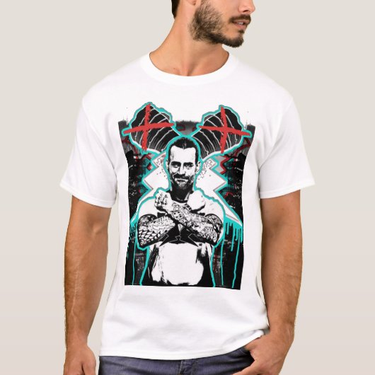 Cm Punk T-ShirtCM PUNK ''X' (BADART) T-shirt (Voorkant)