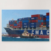 CMA CGM Lavender container ship and tug Legpuzzel (Horizontaal)