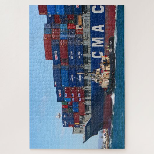 CMA CGM Lavender container ship and tug Legpuzzel (Verticaal)