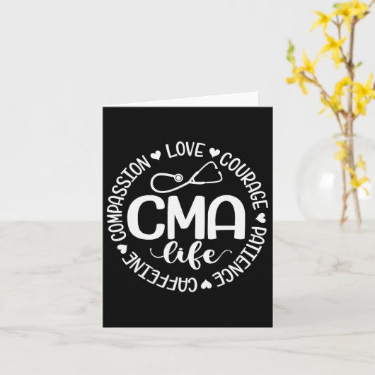 CMA Leven Verpleegster Leven Cafeïne Liefde Moed G Kaart (Gele Bloem)