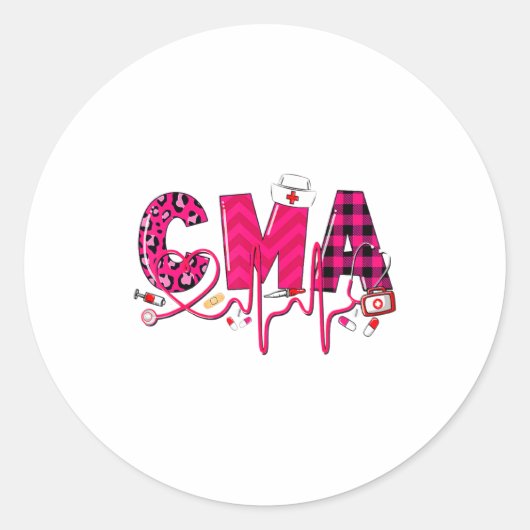 Cma Medical Istant Valentines Day Nursing Valen  Ronde Sticker (Voorkant)