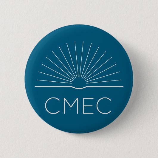 CMEC Button - turquoise met witte logo (Voorkant)