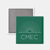 CMEC Koelkastmagneet - vierkant, groen met wit Magneet (Voorkant / Achterkant)