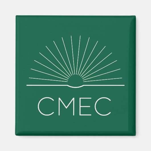 CMEC Koelkastmagneet - vierkant, groen met wit Magneet (Voorkant)