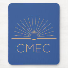 CMEC Mousepad - vierkant, blauw met perzik logo