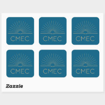 CMEC Stickers - vierkant, blauw met perzik, 3 "x3"