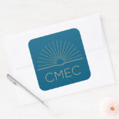 CMEC Stickers - vierkant, blauw met perzik, 3 "x3" (Envelop)