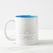 CMEC Tweekleurige Mok - grijs logo, turquoise inte (Links)