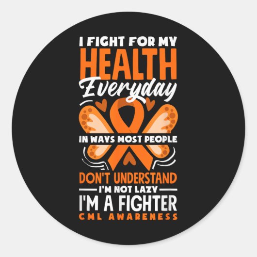 CML Warrior in Fine Chronic Myeloid Leukemia Aware Ronde Sticker (Voorkant)