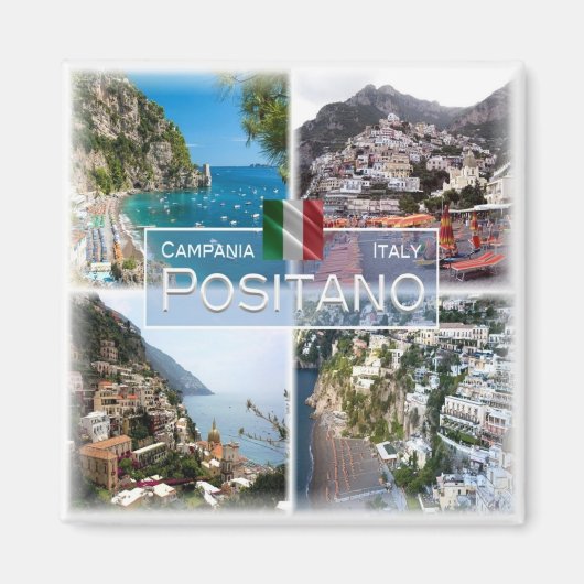 CMP028 POSITANO, Campania, Italië, Koelkast Magneet (Voorkant)