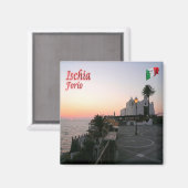 CMP081 ISCHIA, Forio bij zonsondergang, Italië, Ko Magneet (Voorkant / Achterkant)