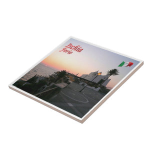 CMP081 ISCHIA, Forio bij zonsondergang, Italië, Tegeltje