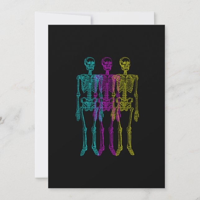 CMY Halftoon Skelet Grafische Illustratie (Voorkant)