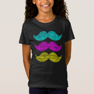 CMY Kleur Snor Baard Print Patroon T-shirt