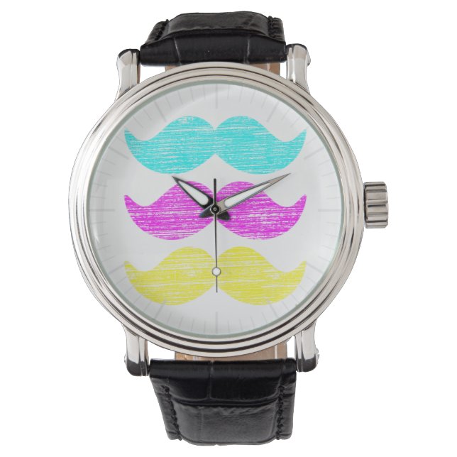 CMY Mustaches Horloge (Voorkant)