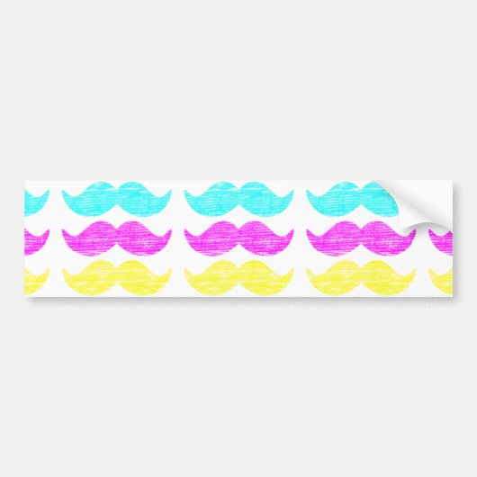 CMY Mustaches (letterdrukstijl) Bumpersticker (Voorkant)