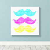 CMY Mustaches (letterdrukstijl) Canvas Afdruk (Insitu (Houten vloer))