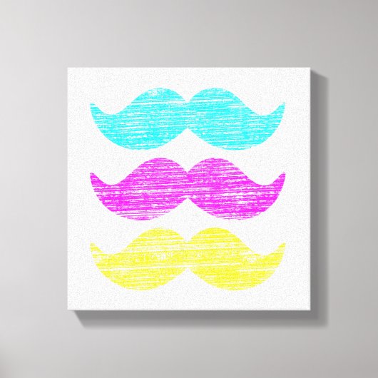 CMY Mustaches (letterdrukstijl) Canvas Afdruk (Voorkant)