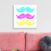 CMY Mustaches (letterdrukstijl) Canvas Afdruk (Insitu (Woonkamer))