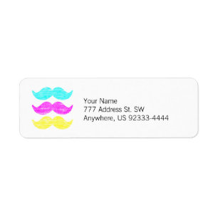 CMY Mustaches (letterdrukstijl) Etiket