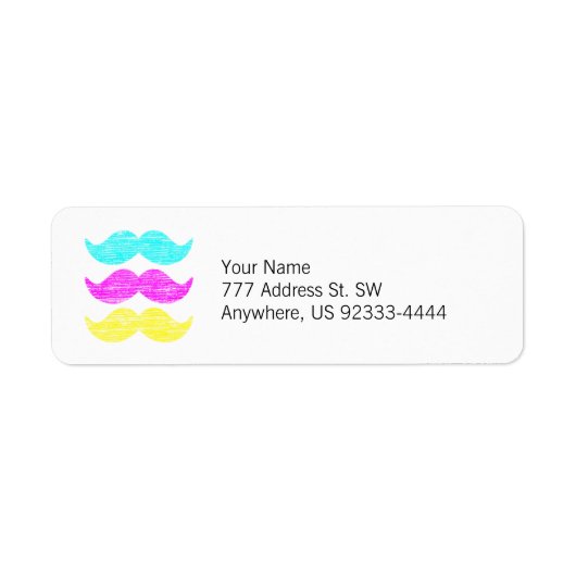 CMY Mustaches (letterdrukstijl) Etiket (Voorkant)