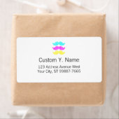 CMY Mustaches (letterdrukstijl) Etiket (Insitu)