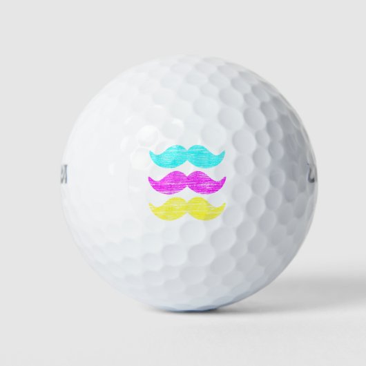 CMY Mustaches (letterdrukstijl) Golfballen (Voorkant)