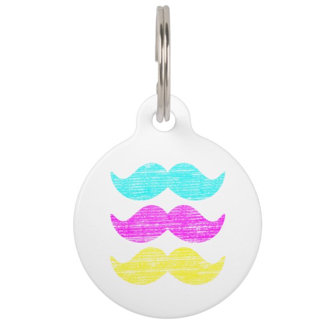 CMY Mustaches (letterdrukstijl) Huisdierpenning (Voorkant)