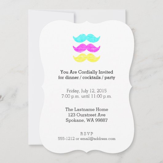 CMY Mustaches (letterdrukstijl) Kaart (Voorkant)