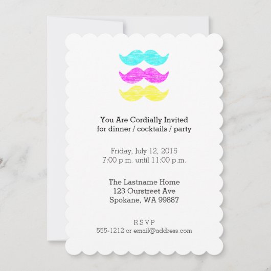 CMY Mustaches (letterdrukstijl) Kaart (Voorkant)