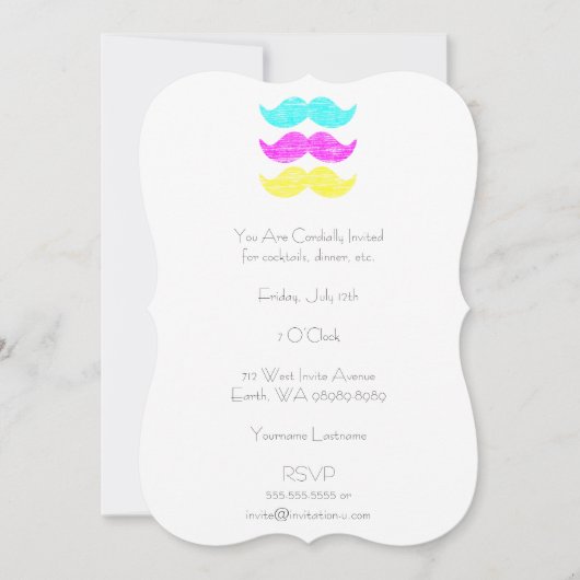 CMY Mustaches (letterdrukstijl) Kaart (Voorkant)