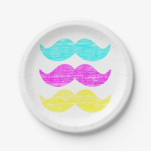 CMY Mustaches (letterdrukstijl) Papieren Bordje