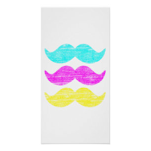 CMY Mustaches (letterdrukstijl) Perfect Poster