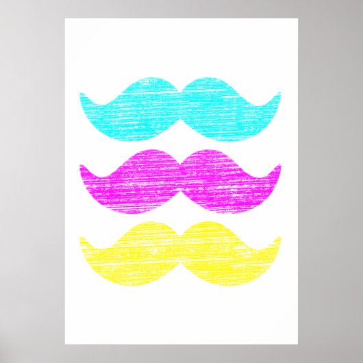 CMY Mustaches (letterdrukstijl) Poster (Voorkant)