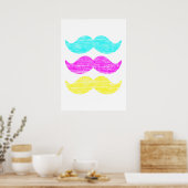 CMY Mustaches (letterdrukstijl) Poster (Keuken)