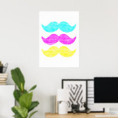 CMY Mustaches (letterdrukstijl) Poster (Thuiskantoor)