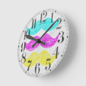 CMY Mustaches (letterdrukstijl) Ronde Klok (Hoek)