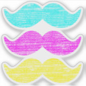 CMY Mustaches (letterdrukstijl) Sticker (Voorkant)